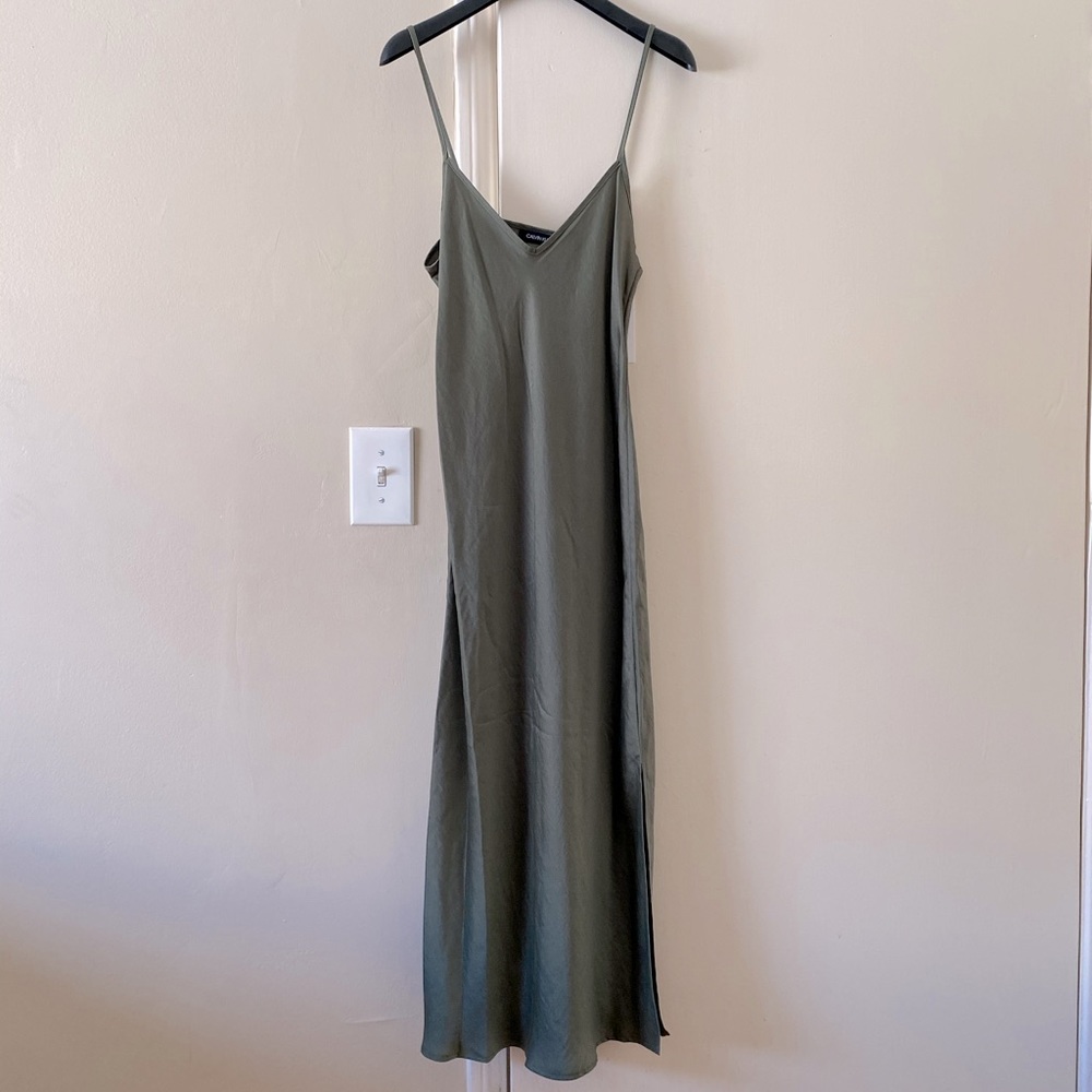 BRAND NEW Olive Green Calvin Klein Slip Dress